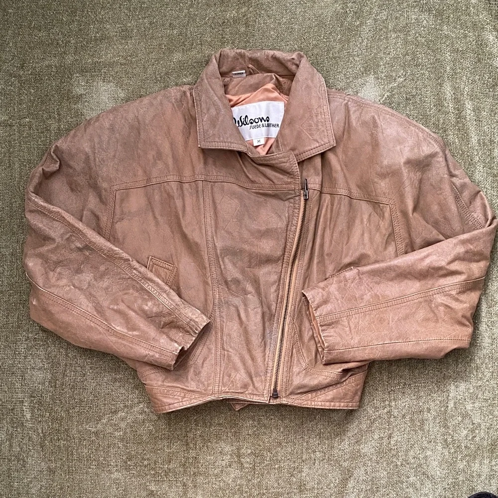 Wilsons Leather Cropped Dusty Rose Leather Jacket - Women's - Picture 1 of 4